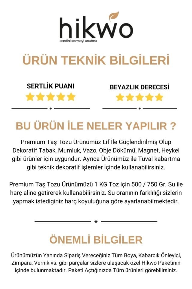 Premium Taş Tozu - Hobi Harcı - Taş Tozu Beyaz