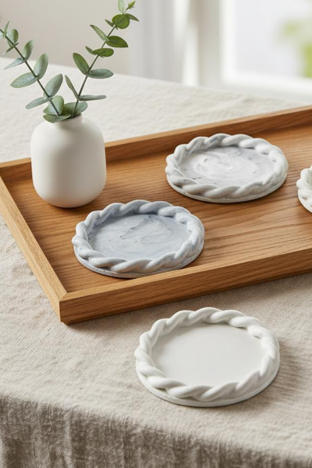 Dekoratif Tabak - Tepsi Silikon Kalıbı - Alçı Kalıbı - Taş Tozu Kalıbı T654