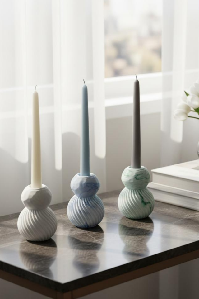 Mumluk Şamdan Silikon Kalıp - Taş Tozu Kalıbı - M365