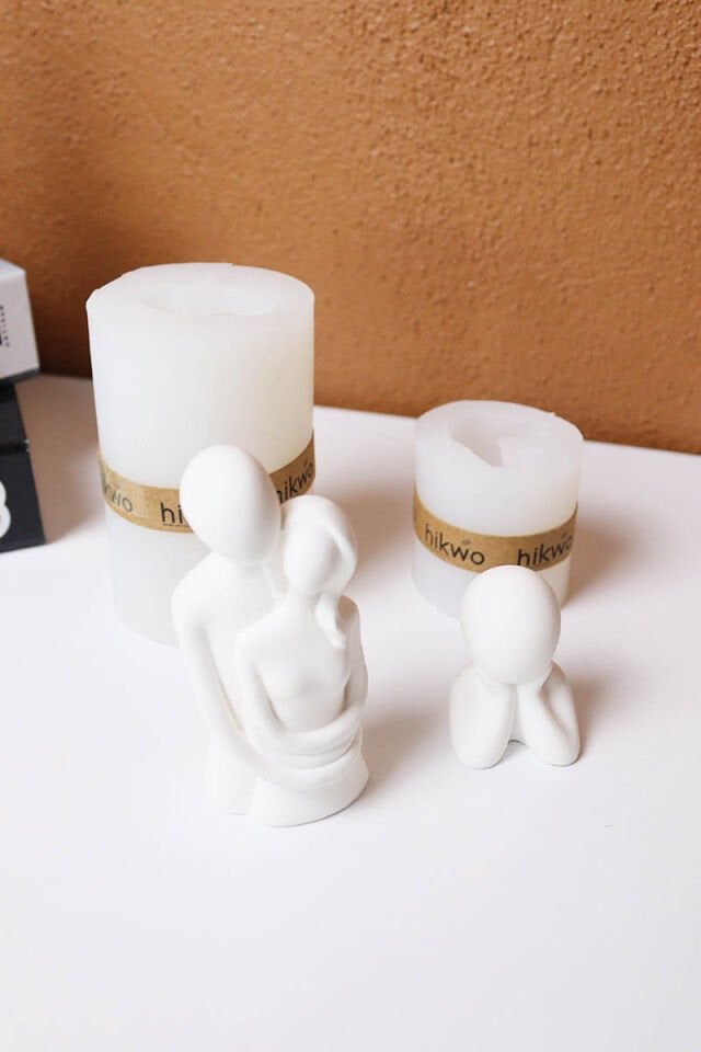 Taş Tozu Kalıbı – Dekoratif Çocuklu Aile Obje Biblo Seti – Silikon Kalıp