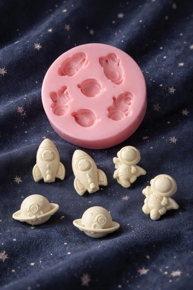 Uzay Boyama Seti - Silikon Kalıbı - Etikinlik Boyama Objesi Kalıbı - 568TY