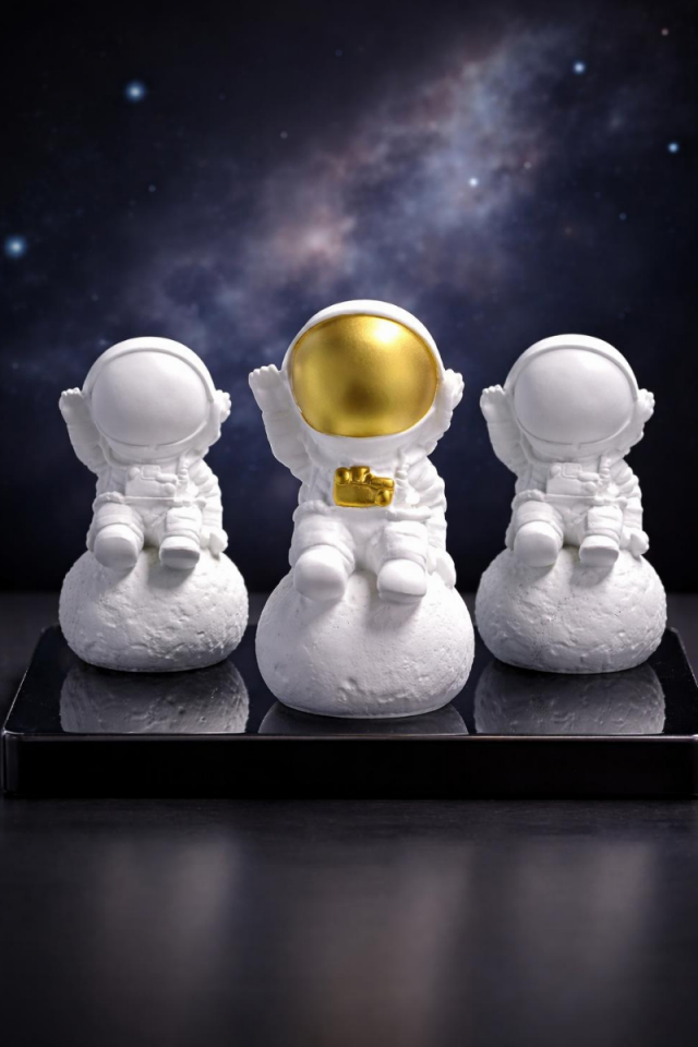 Oturan Astronot Silikon Kalıp - Taş Tozu Kalıbı - Boyama Kalıbı U5432