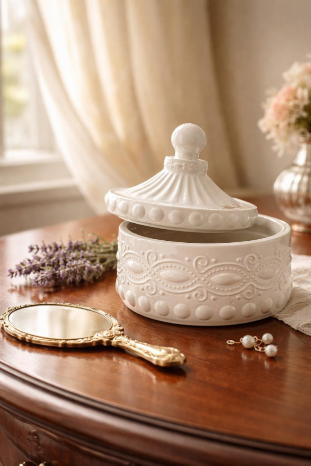 Nostajik Kapaklı Mumluk Silikon Kalıbı - Taş Tozu Kalıbı - Mum Kalıbı M5432