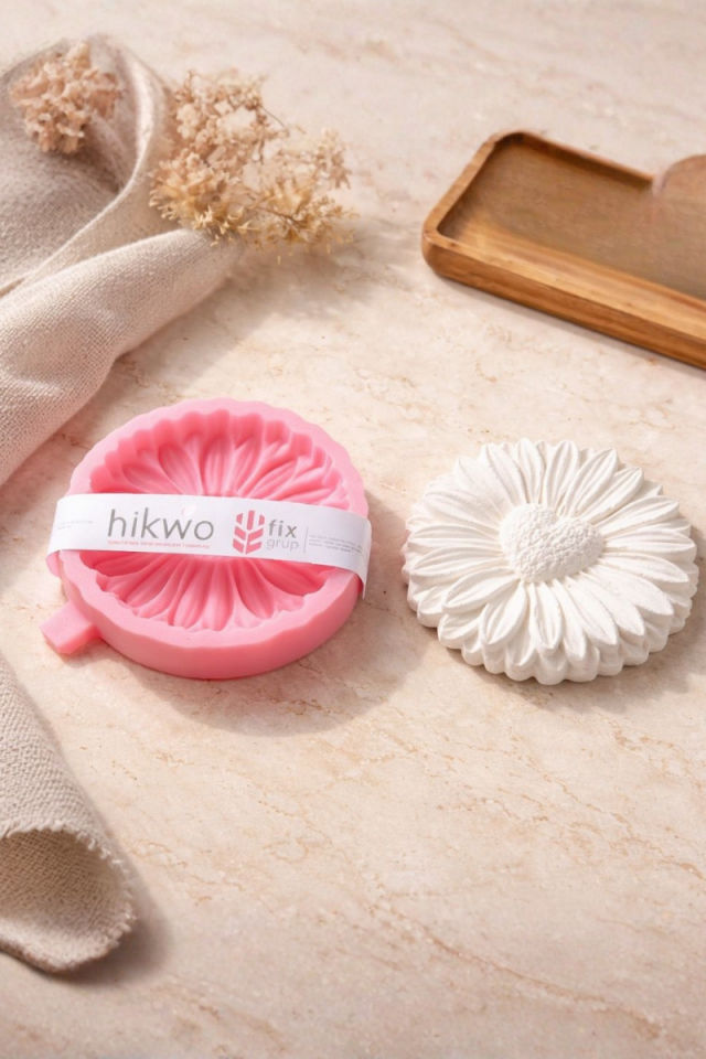 Papatya Kalpli Çiçek Silikon Kalıbı - Taş Tozu Kalıbı - Mum Kalıbı -  Döküm Kalıbı - C6540