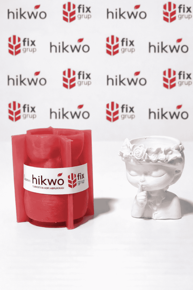 Çiçekçi Kız Biblo Vazo Silikon Kalıbı - Taş Tozu Kalıbı - V46433