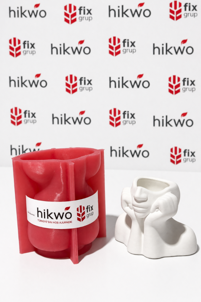 Düşünen İnsan Biblo Vazo Saksı Silikon Kalıp - Taş Tozu Kalıbı B46432