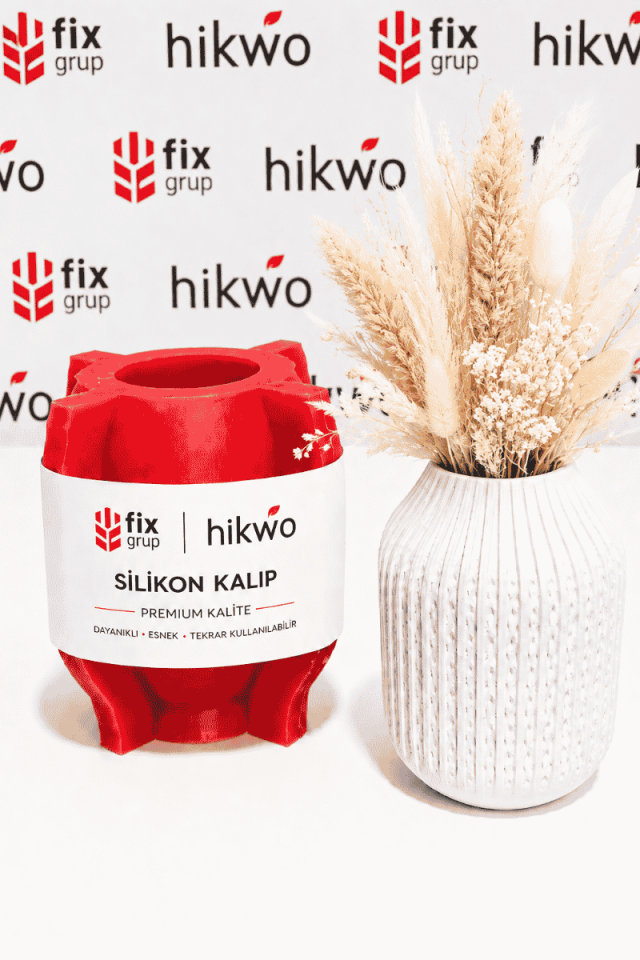 Baklava Detaylı Silikon Vazo Kalıbı - Taş Tozu Kalıbı T54323 - 13 CM