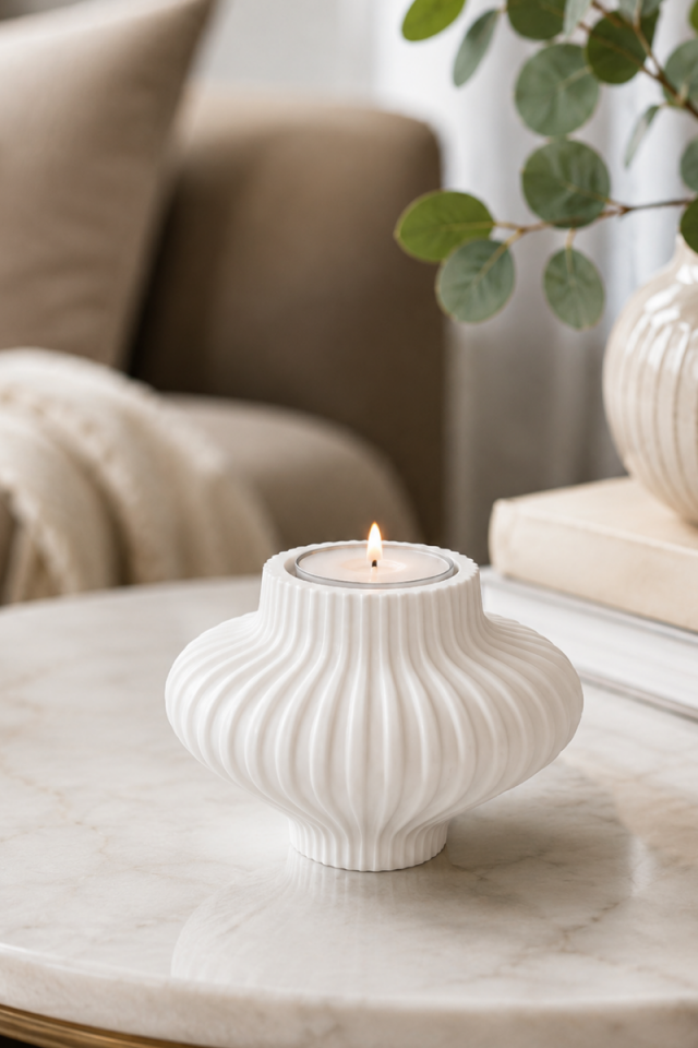 Özel Tasarım Tealight Mumluk Silikon Kalıp - Taş Tozu Kalıbı T436454