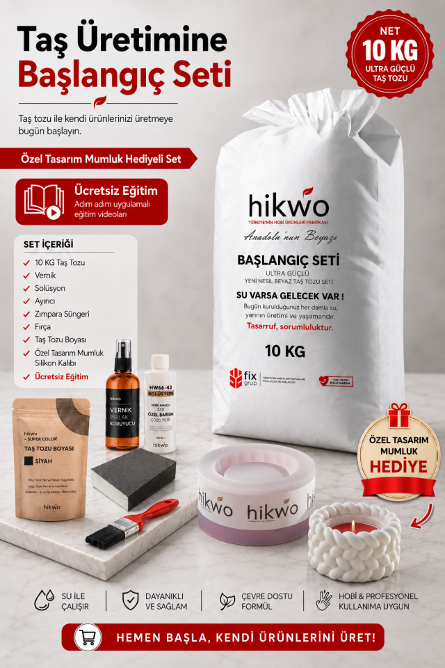 Mumluk Silikon Taş Tozu Kalıbı ve 10 KG Taş Tozu Seti - M546543