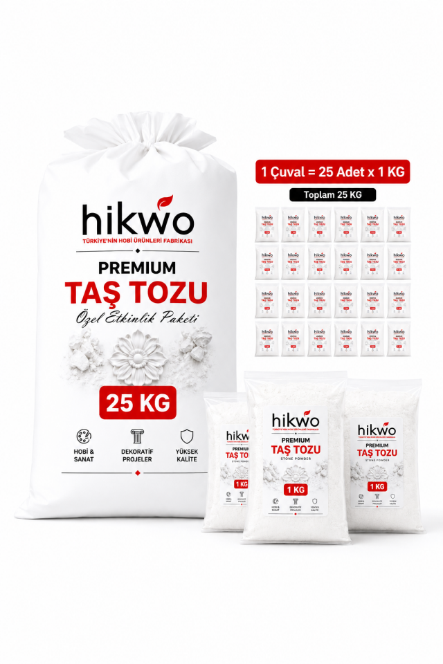 Premium 25 KG x 1 KG'lik Pakette Taş Tozu - Beyaz