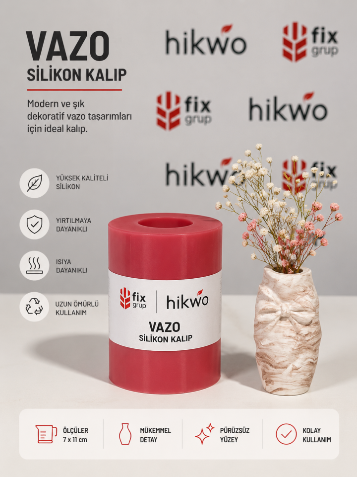 Fiyonk Detaylı Estetik Taş Vazo Silikon Kalıp - Taş Tozu Kalıbı V97973
