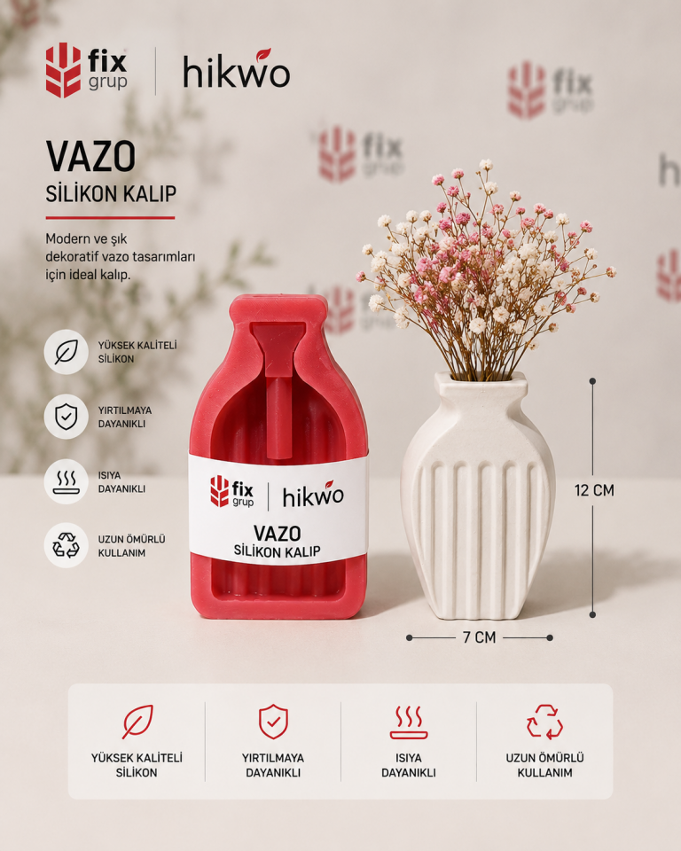 İkili Pampas Vazo Silikon Kalıp Seti - Taş Tozu Kalıbı - V98543