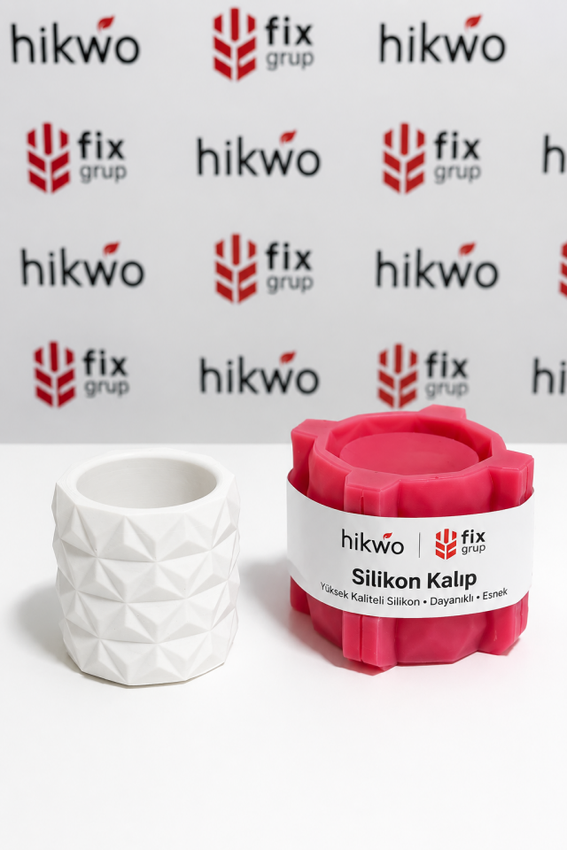 Prizma Saksı Silikon Kalıbı - Taş Tozu Kalıbı - S43634