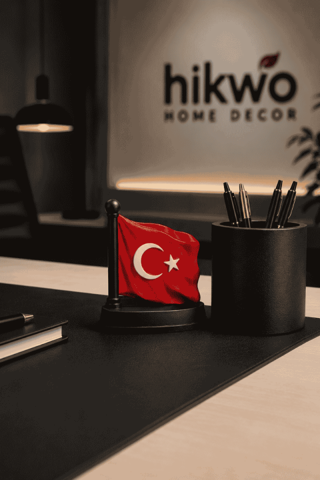 Türk Bayrağı Kalemlik Silikon Kalıbı - Boyama Kalıbı - Taş Tozu Kalıbı T98332