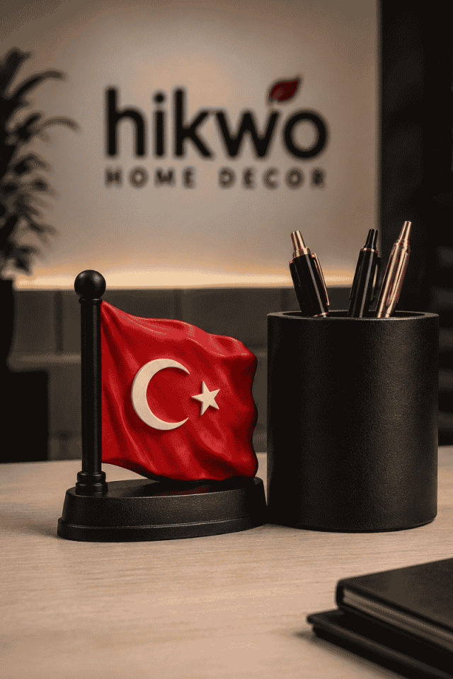 Türk Bayrağı Kalemlik Silikon Kalıbı - Boyama Kalıbı - Taş Tozu Kalıbı T98332