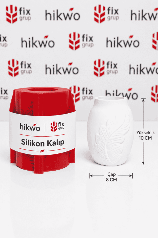 Yaprak Desen Dekoratif Vazo Silikon Kalıp - Taş Tozu Kalıbı T54754