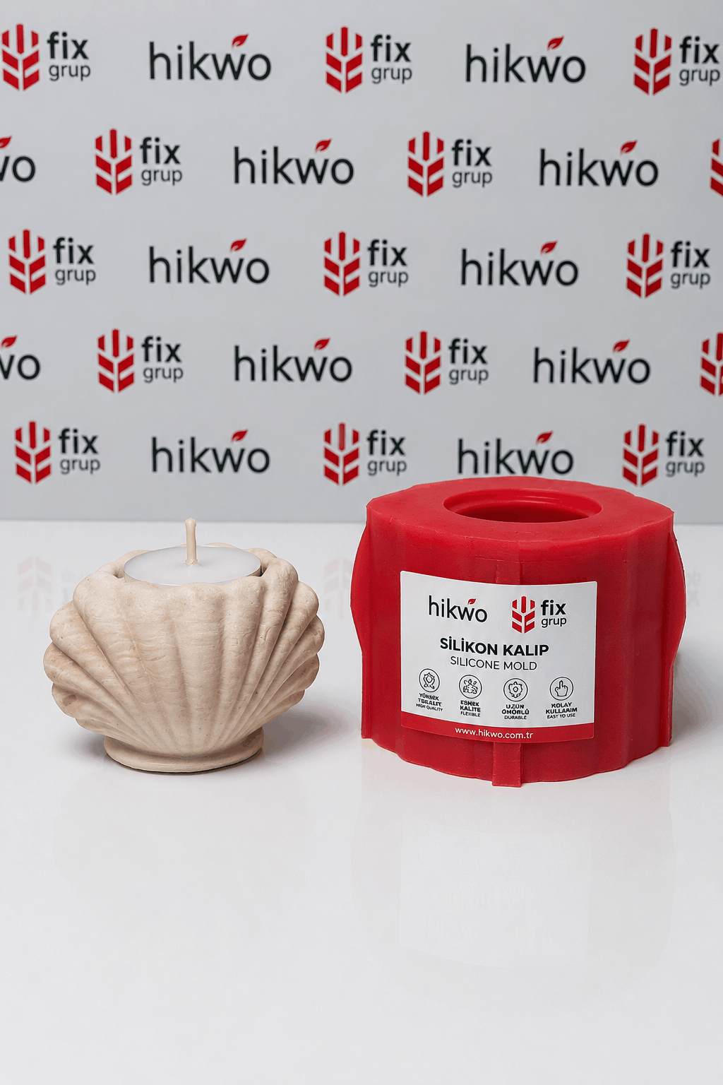 Deniz Kabuğu Tealight Mumluk Silikon Kalıp - Taş Tozu Kalıbı T75332