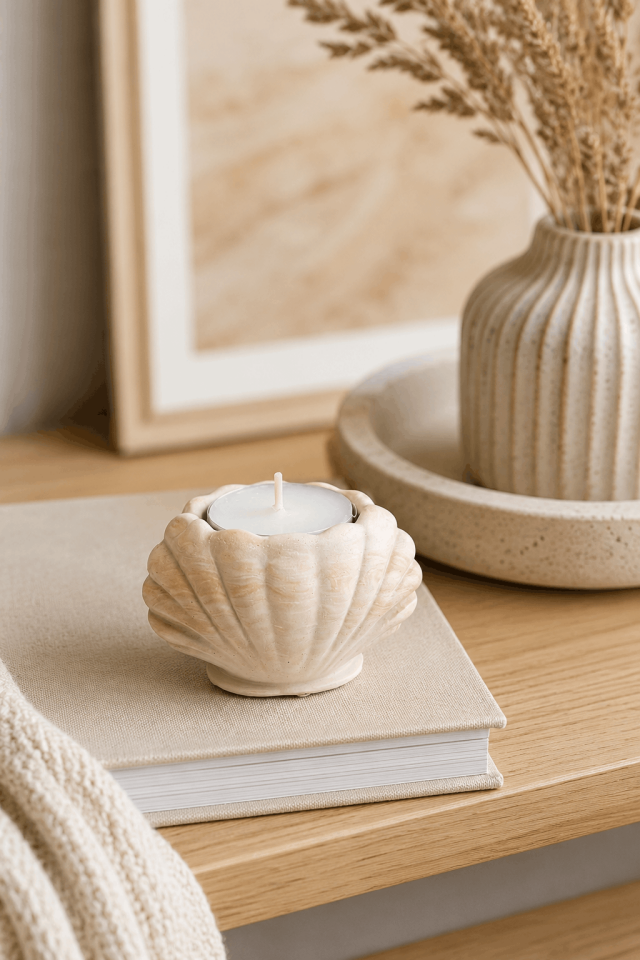 Deniz Kabuğu Tealight Mumluk Silikon Kalıp - Taş Tozu Kalıbı T75332