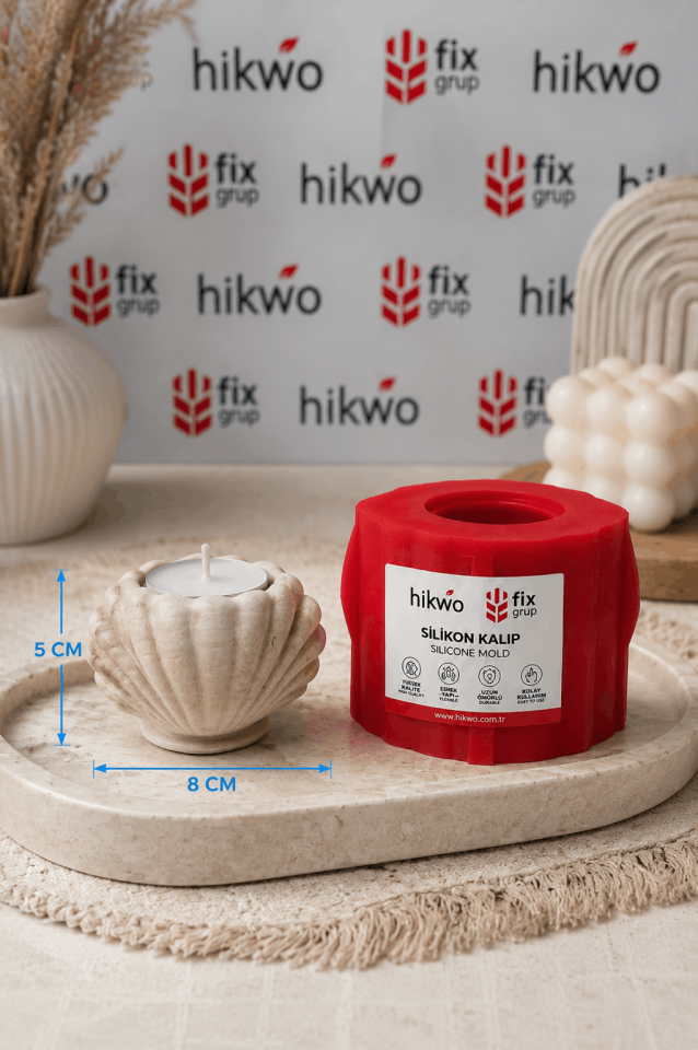 Deniz Kabuğu Tealight Mumluk Silikon Kalıp - Taş Tozu Kalıbı T75332