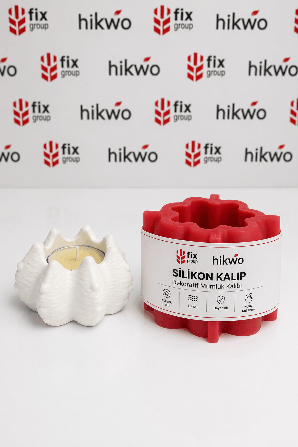 Pençe Tealight Mumluk Silikon Kalıbı - Taş Tozu Kalıbı T46364