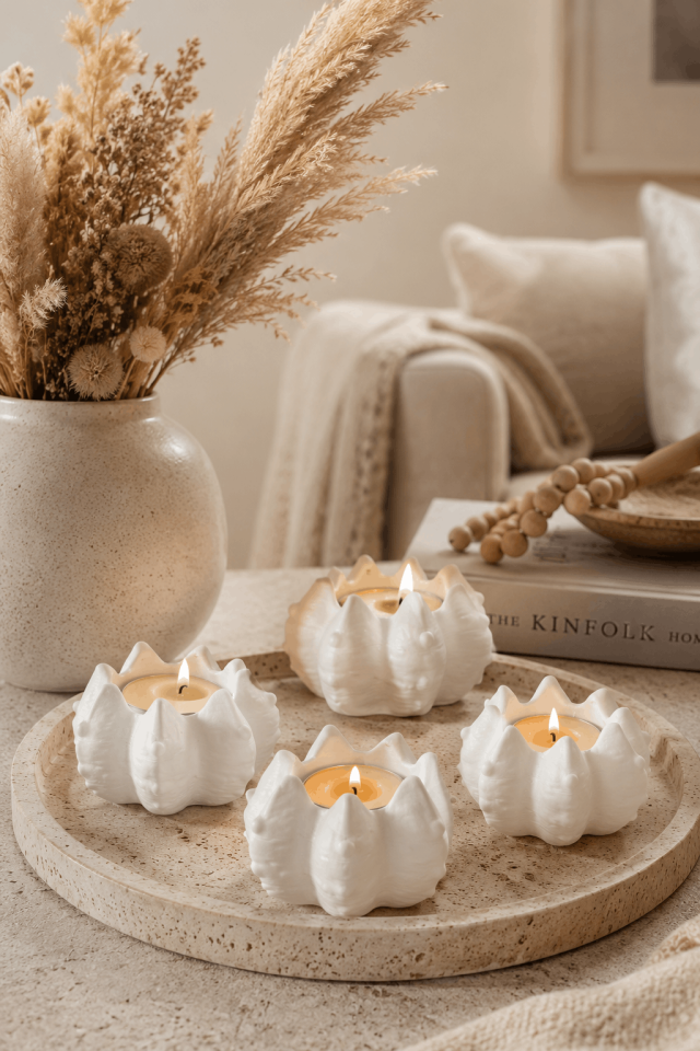 Pençe Tealight Mumluk Silikon Kalıbı - Taş Tozu Kalıbı T46364