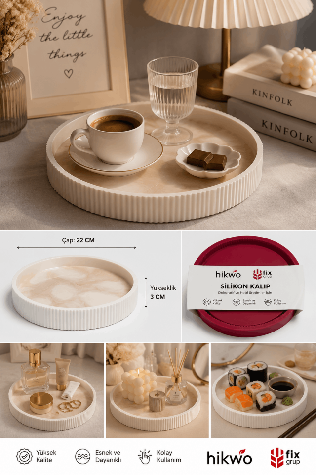 Çizgili Sunum Tepsisi Silikon Kalıbı - T36263