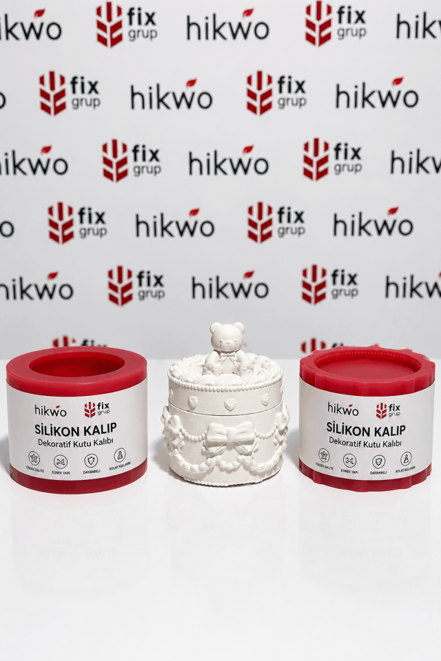 Tatlı Ayıcık Kapaklı Saklama Kabı Silikon Kalıbı - Taş Tozu Kalıbı T323523