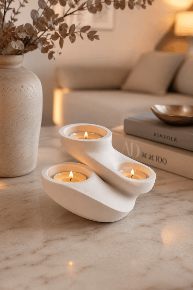 Dekoratif Tealight Mumluk Silikon Kalıbı - Taş Tozu Kalıbı T76676