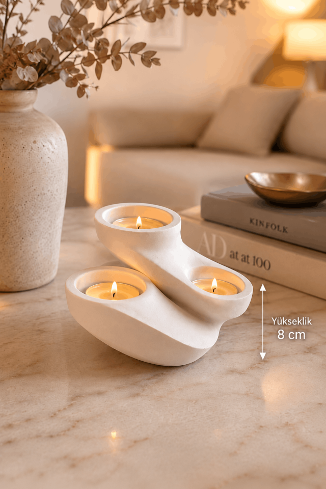 Dekoratif Tealight Mumluk Silikon Kalıbı - Taş Tozu Kalıbı T76676