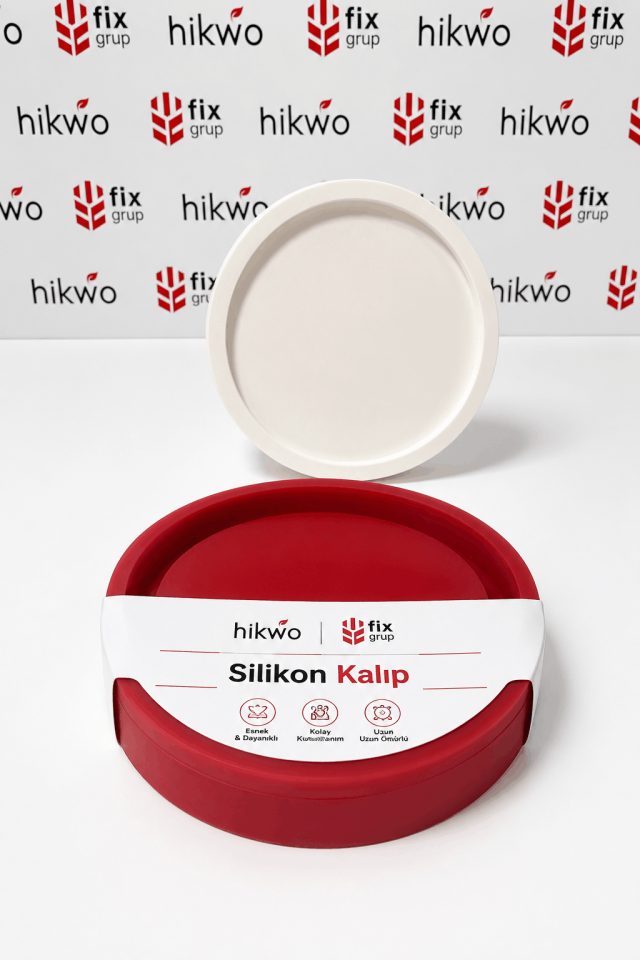 Düz Model Daire Sunum Tepsisi Silikon Kalıbı - Taş Tozu Kalıbı T65043