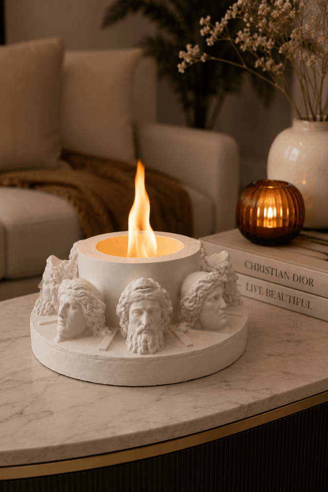 Zeus Başlı Dekoratif Mumluk - Masaüstü Şömine Silikon Kalıbı - Taş Tozu Kalıbı T75454