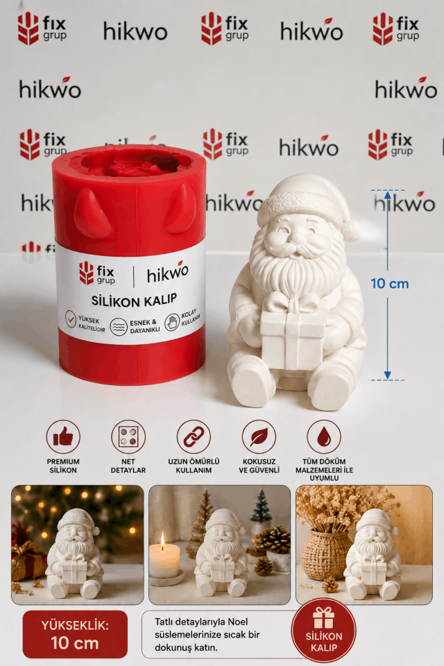 Hediyeci Noel Baba Biblo Silikon Kalıp - Taş Tozu Kalıbı T463332