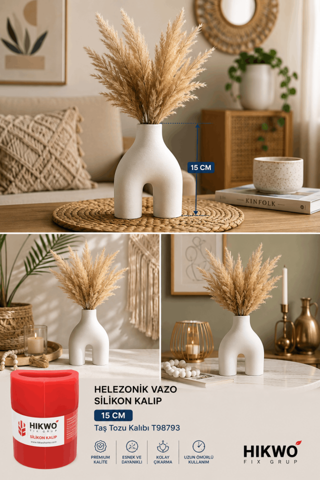 Büyük Boy N Vazo 15 CM Silikon Vazo Kalıbı - Taş Tozu Kalıbı T65456