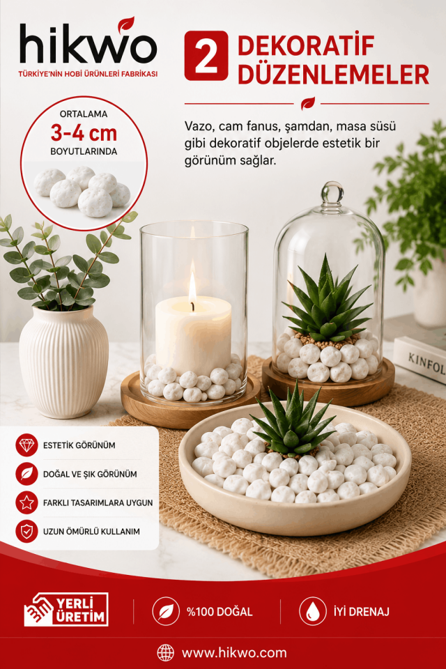 Dekoratif Dolamit Taşı 3 - 4 Cm 5 Kg Paket - Dekorasyon Taşı