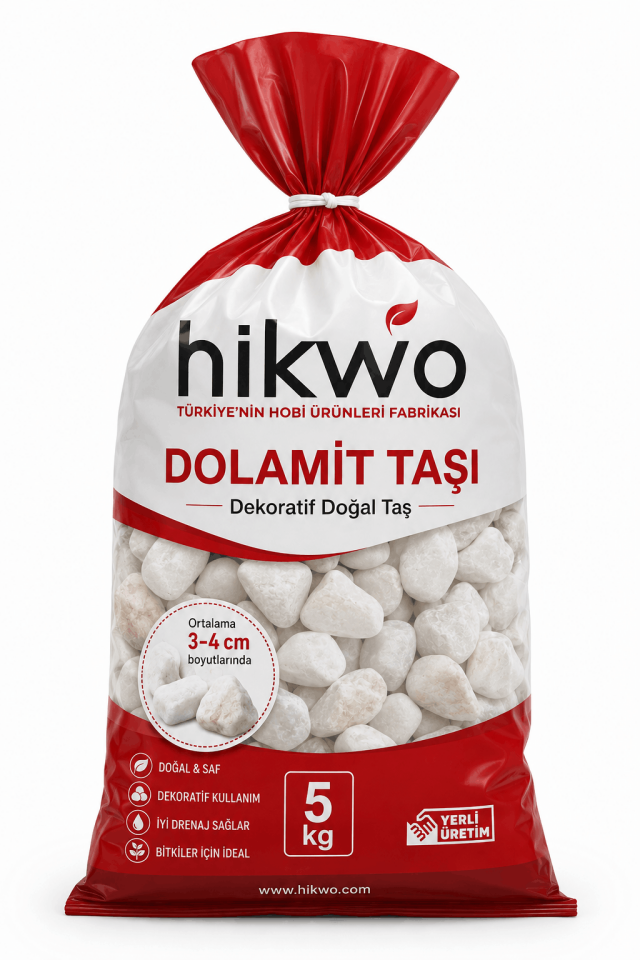 Dekoratif Dolamit Taşı 3 - 4 Cm 5 Kg Paket - Dekorasyon Taşı