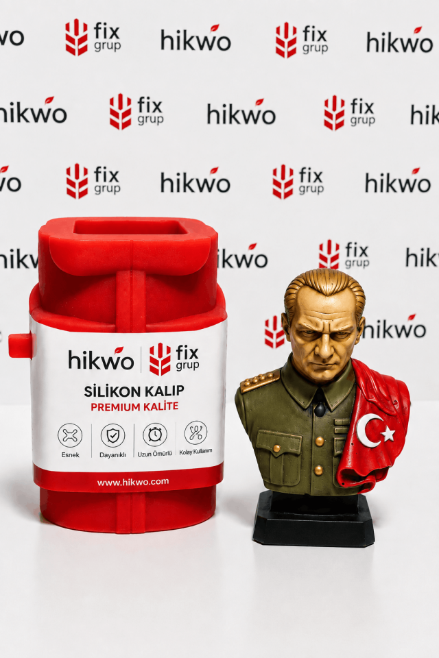 Türk Bayrağı ve Atatürk Büstü Silikon Kalıp - Taş Tozu Kalıbı - T43655