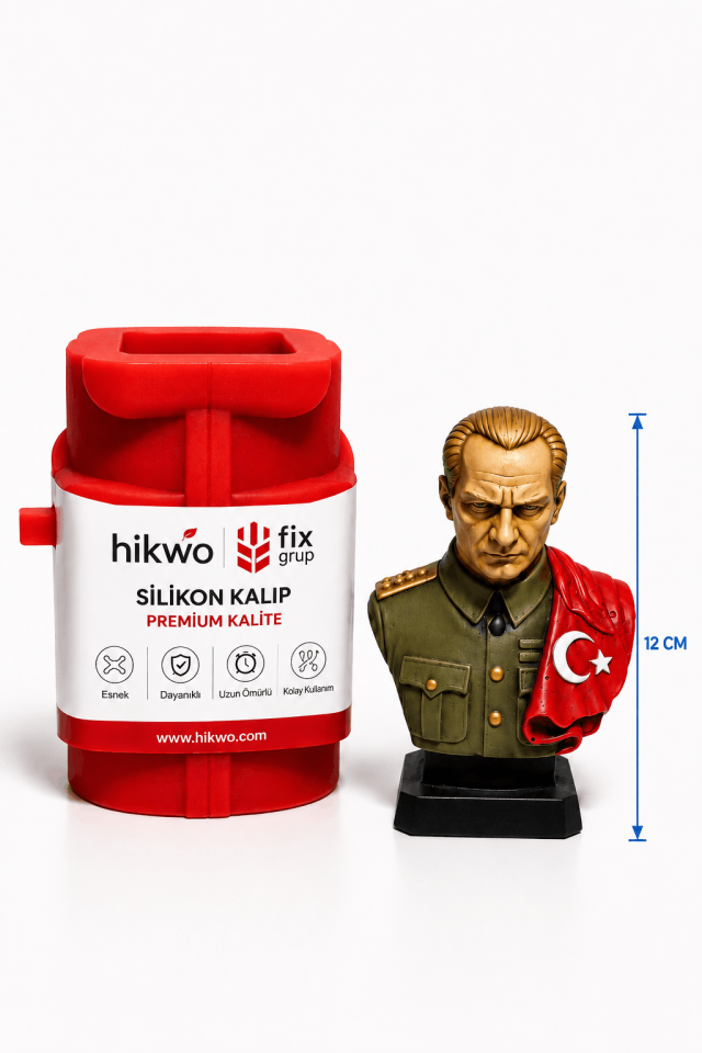 Türk Bayrağı ve Atatürk Büstü Silikon Kalıp - Taş Tozu Kalıbı - T43655