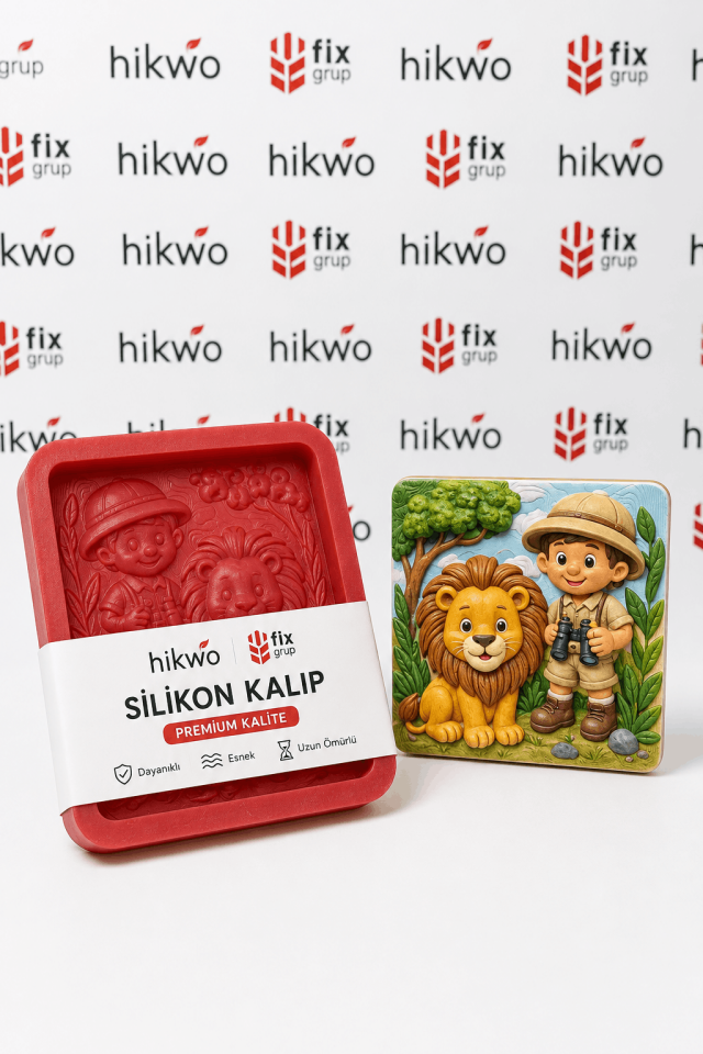Aslan ve Kaşif Boyama Etkinlik Silikon Kalıbı - Taş Tozu Kalıbı T24344
