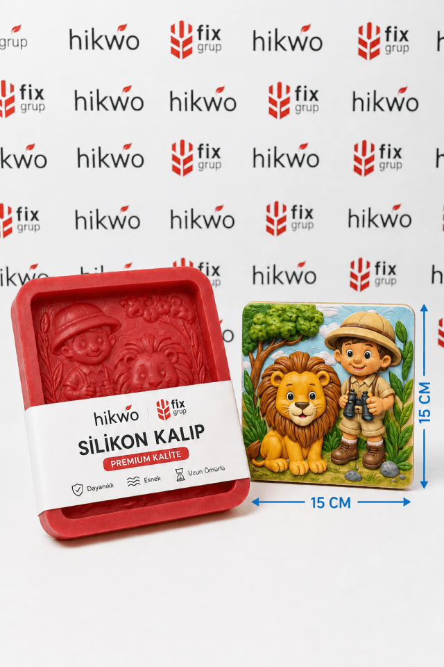 Aslan ve Kaşif Boyama Etkinlik Silikon Kalıbı - Taş Tozu Kalıbı T24344