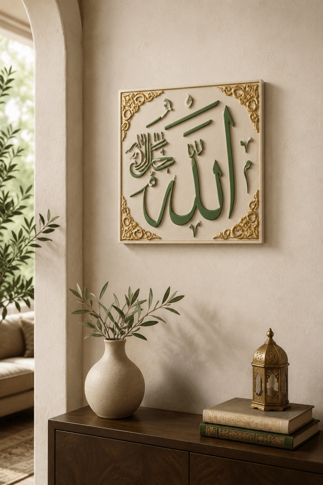 Allah Lafzı Rölyef Tablo Silikon Kalıp 20 CM - Taş Tozu Kalıbı T38089