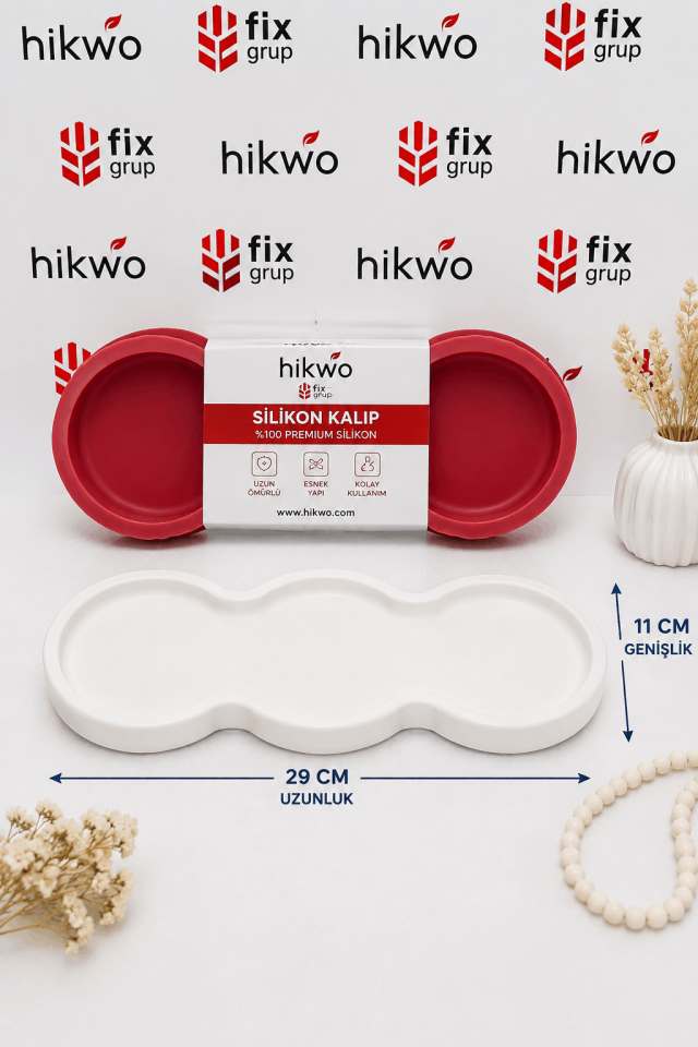 Dekoratif Özel Tasarım Tepsi Silikon Kalıp 29 CM  - Taş Tozu Kalıbı T54457