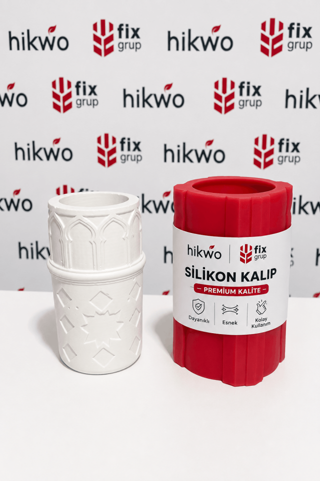 Motifli Özel Tasarım Vazo Silikon Kalıp 17 CM - Taş Tozu Kalıbı T543922