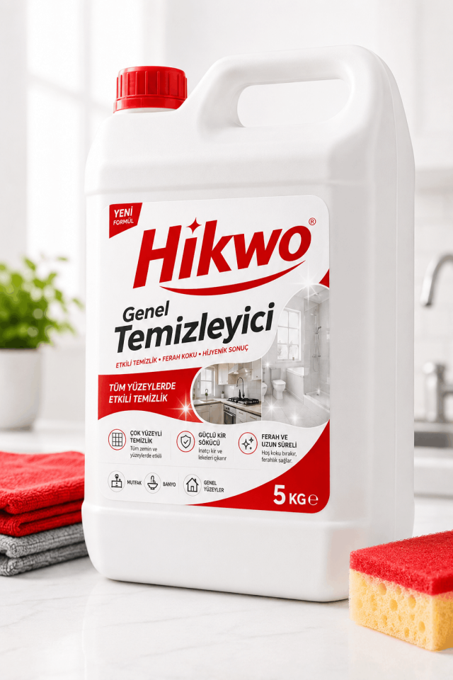 Hikwo Genel Temizleyici 5 KG - Genel Temizlik Deterjanı - Mikrofiber Temizlik Bezi HEDİYELİ