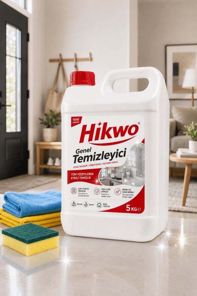 Hikwo Genel Temizleyici 5 KG - Genel Temizlik Deterjanı - Mikrofiber Temizlik Bezi HEDİYELİ