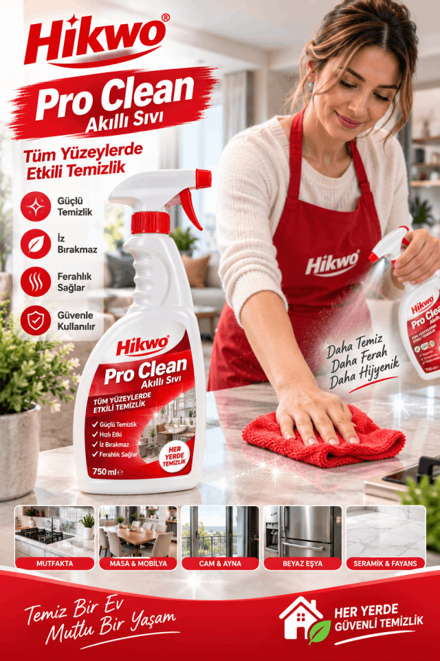 Pro Clean Akıllı Temizlik Spreyi 750 ML Genel Temizlik Deterjanı - Mikrofiber Temizlik Bezi HEDİYELİ