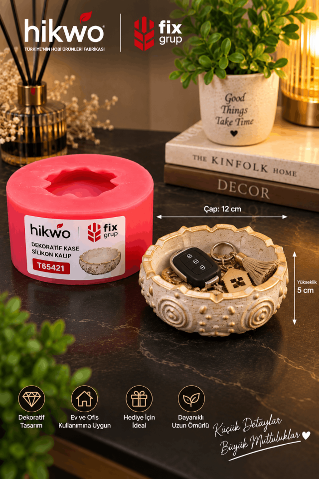 Dekoratif Desenli Tabak Silikon Kalıp - Mumluk Kalıbı - Taş Tozu Kalıbı T43656