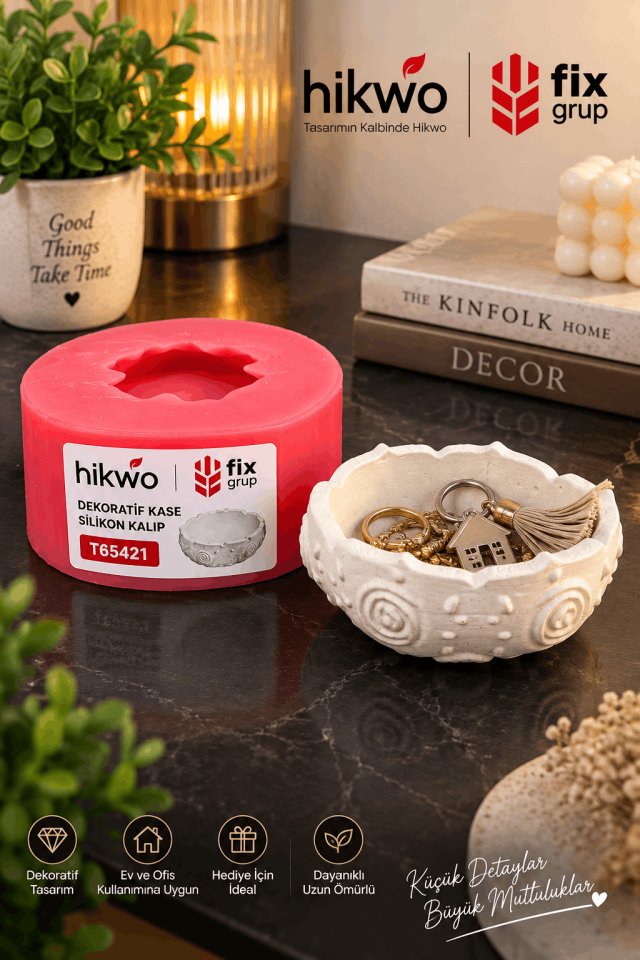 Dekoratif Desenli Tabak Silikon Kalıp - Mumluk Kalıbı - Taş Tozu Kalıbı T43656