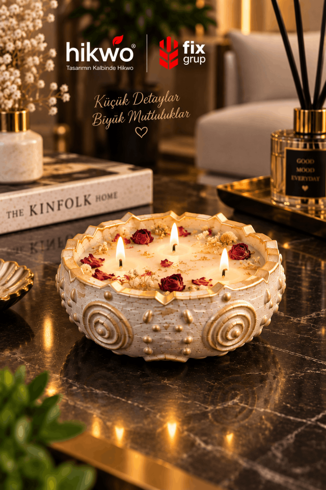Dekoratif Desenli Tabak Silikon Kalıp - Mumluk Kalıbı - Taş Tozu Kalıbı T43656