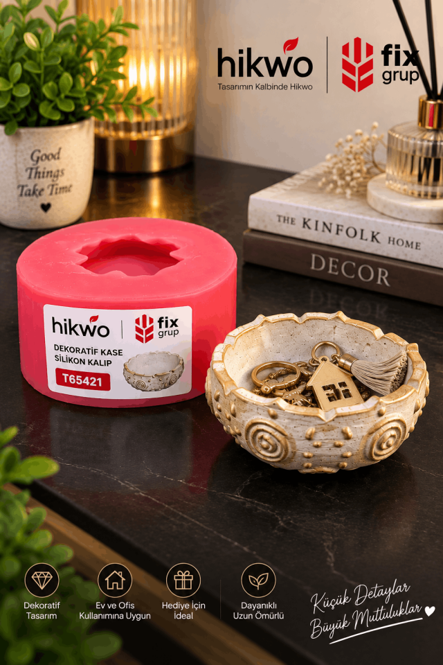 Dekoratif Desenli Tabak Silikon Kalıp - Mumluk Kalıbı - Taş Tozu Kalıbı T43656