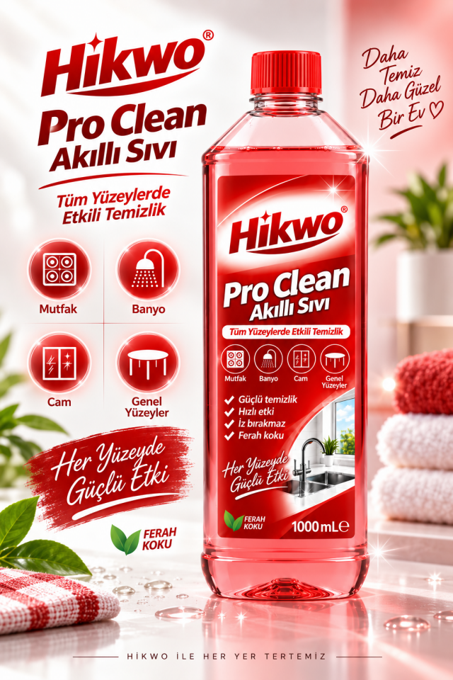 Hikwo Pro Clean Akıllı Sıvı Mutfak Banyo ve Genel Yüzey Temizleyici 1000 mL
